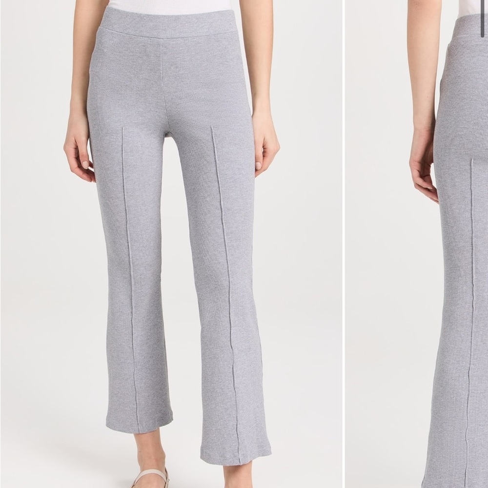DONNI Gray Rib Kick Flare Cropped Pants